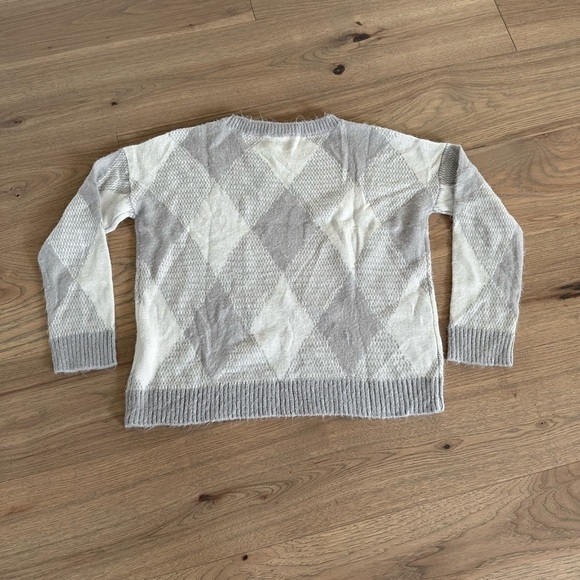 Vince Camuto Womens Gray Geometric Argyle Crew Neck Fuzzy Sweater Size Small - Picture 6 of 9